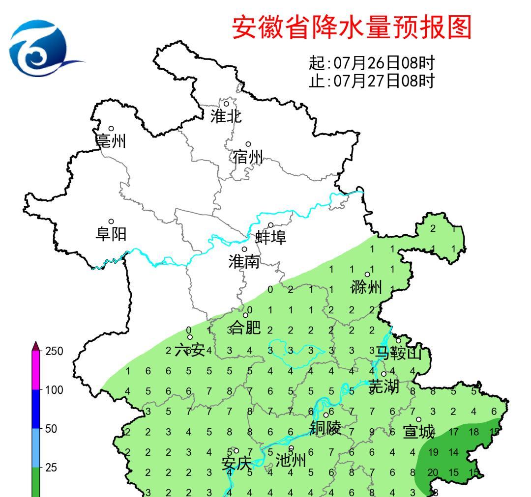 未来十天安徽大部分地区高温持续，26日后受台风外围影响多雷阵雨天气