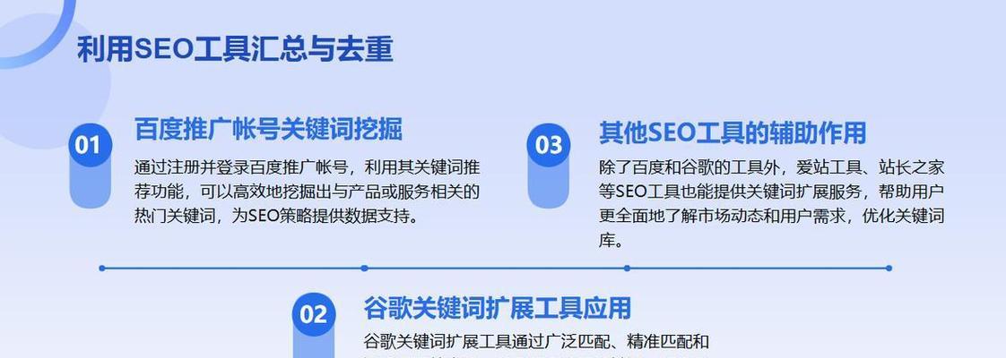 百度seo关键词工具包含哪些功能？如何使用这些功能提高SEO效果？